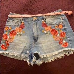 Floral jean shorts